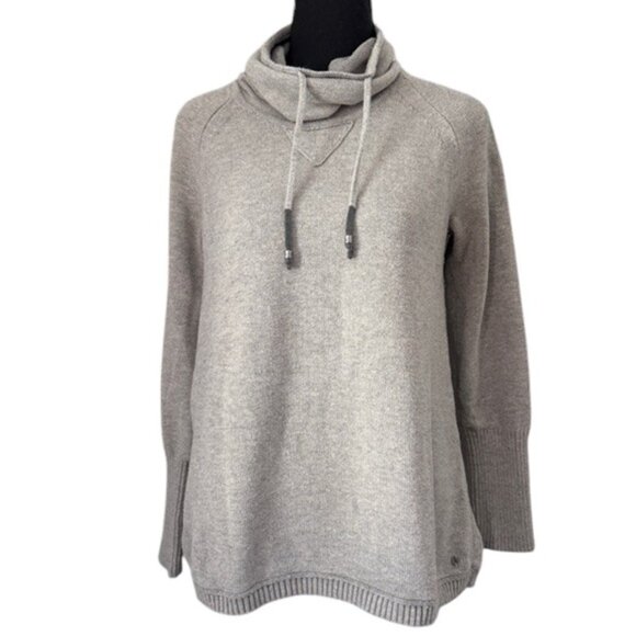 EDDIE BAUER Gray Cowl Turtleneck Tunic Sweater Medium - Picture 1 of 13